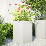 vidaXL Jardinières 2 Pièces blanc hexagone 46x40x45 cm acier