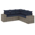 vidaXL Salon de jardin 5 Pièces avec coussins gris résine tressée