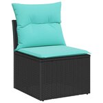 vidaXL Ensemble de canapé de jardin avec coussin 8 Pièces Noir Poly rotin