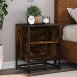 vidaXL Tables de chevet 2 Pièces chêne fumé bois d'ingénierie et métal