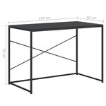 vidaXL Bureau d'ordinateur Noir 110x60x70 cm Bois d'ingénierie