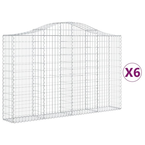 vidaXL Paniers à gabions arqués 6 Pièces 200x30x120/140 cm Fer galvanisé