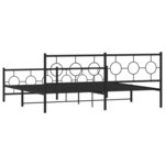 vidaXL Cadre de lit métal avec tête de lit/pied de lit noir 193x203 cm