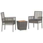 vidaXL Ensemble bistro de jardin 3 Pièces Gris Poly rotin