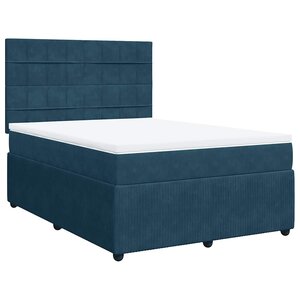 vidaXL Sommier à lattes de lit et matelas Bleu foncé 140x190cm Velours