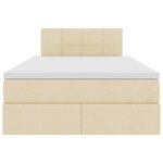 vidaXL Lit de rangement LED avec matelas Crème 120 x 190 cm Tissu