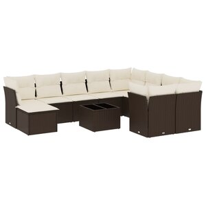 vidaXL Salon de jardin et coussins 11 Pièces marron résine tressée