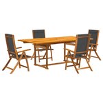 vidaXL Ensemble à manger de jardin 5Pièces bois d'acacia solide textilène