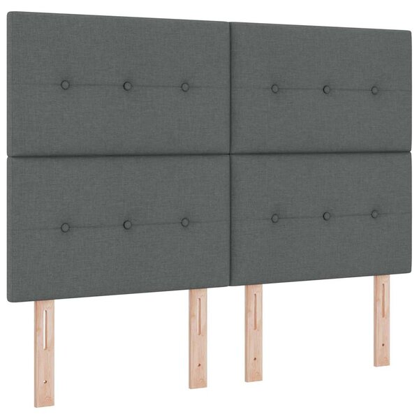 vidaXL Lit à ressort LED avec matelas Gris foncé 140 x 200 cm tissu