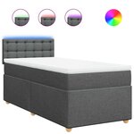 vidaXL Sommier à lattes de lit avec matelas Gris foncé 90x200 cm Tissu