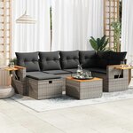 vidaXL Salon de jardin avec coussins 7 Pièces gris résine tressée