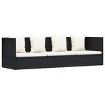 vidaXL Lit de jardin avec coussin et oreillers Résine tressée Noir