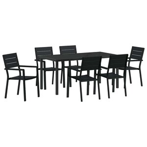 vidaXL Ensemble de salle à manger pour jardin 7 Pièces Noir