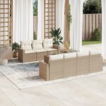 vidaXL Salon de jardin avec coussins 8 Pièces beige résine tressée