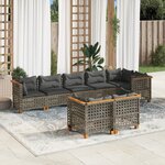 vidaXL Salon de jardin 8 Pièces avec coussins gris résine tressée