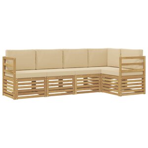 vidaXL Ensemble de canapés d'extérieur 5 pc Blanc et Beige Polyester