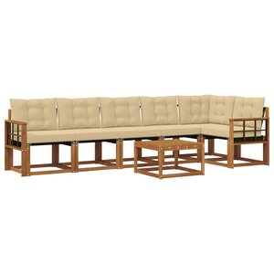 vidaXL Ensemble de canapés d'extérieur 7 pc Naturel et Beige