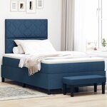 vidaXL Lit avec sommier et banc bleu 120x200 cm en tissu