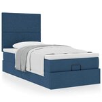 vidaXL Lit ottoman avec matelas bleu 90x200 cm tissu