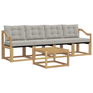 vidaXL Ensemble de canapés d'extérieur 5 Pièces Blanc et gris clair