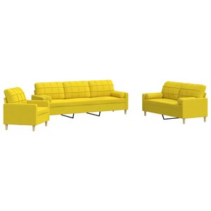 vidaXL Ensemble de canapés 3 Pièces coussins décoratifs jaune clair tissu