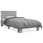 vidaXL Cadre de lit sonoma gris 100x200 cm bois d'ingénierie et métal