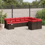 vidaXL Salon de jardin 10 Pièces avec coussins marron résine tressée