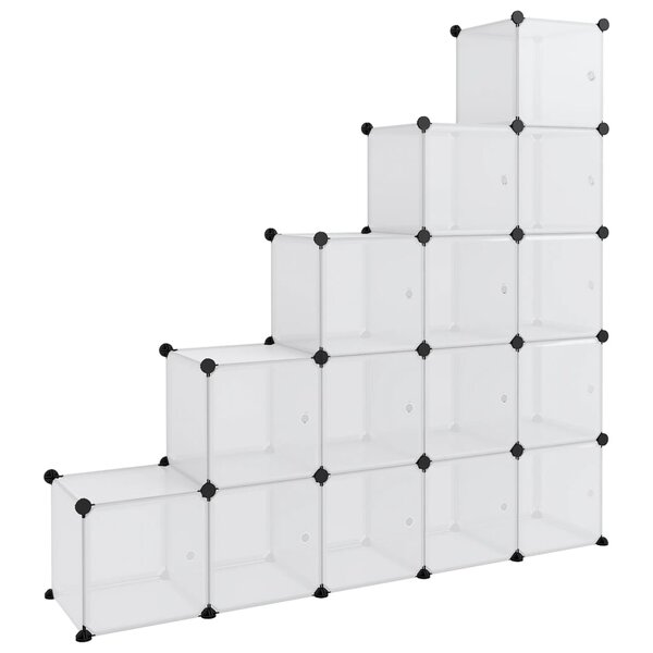 vidaXL Organiseur de rangement en cube avec 15 cubes et portes en PP transparent