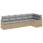 vidaXL Ensemble de canapé de jardin 6 Pièces Beige polyrotin
