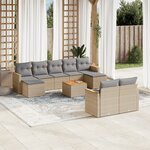 vidaXL Salon de jardin avec coussins 10 Pièces beige résine tressée