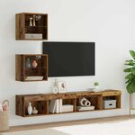 vidaXL Unités murales TV avec LED 5 Pièces Bois ancien Bois d'ingénierie