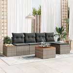 vidaXL Ensemble de canapé de jardin 6 pièces avec coussins Gris Rotin Synthétique Acacia