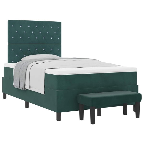 vidaXL Lit à ressorts avec tête de lit Vert foncé 200 x 120 cm Velours
