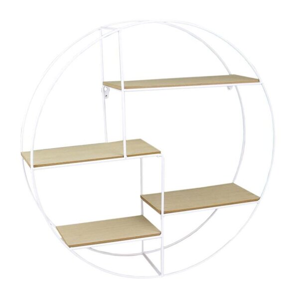 Etagère industrielle ronde en bois et métal 50 cm