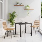 vidaXL Ensemble de salle à manger pour jardin 3 Pièces Marron Poly rotin