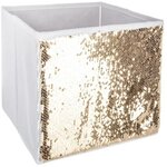 Boîte de rangement/tiroir pour meuble en tissu Sequin - Or et blanc