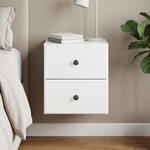 vidaXL Cabinet de chevet mural Blanc brillant 34 5 x 33 x 40 cm
