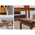 BOCARNEA Salon de jardin LEVATA DINING en bois d'acacia FSC - Avec table haute - 7 personnes - Coussins gris anthracite + Housse inc