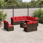 vidaXL Salon de jardin avec coussins 12 Pièces marron résine tressée