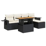 vidaXL Salon de jardin 6 Pièces avec coussins noir résine tressée
