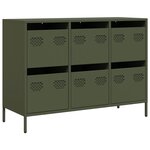 vidaXL Buffet vert olive 101 5x39x73 5 cm acier laminé à froid