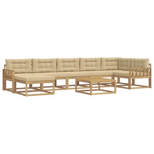 vidaXL Ensemble de canapés d'extérieur 8 Pièces Blanc et Beige