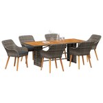 vidaXL Ensemble de salle à manger pour jardin 7 Pièces Gris polyrotin