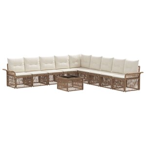 vidaXL Ensemble de canapé de jardin 10 Pièces Beige polyrotin