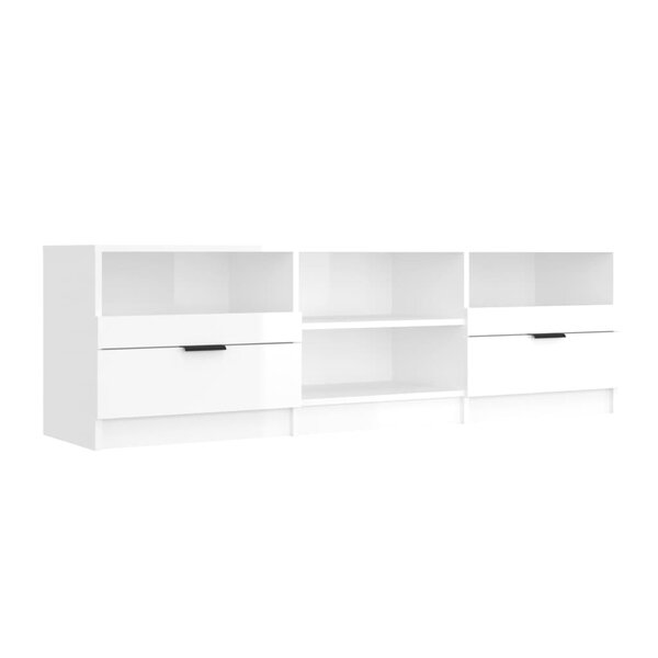 vidaXL Meuble TV Blanc brillant 150x33 5x45 cm Bois d'ingénierie