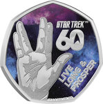 Monnaie LIVE LONG AND PROSPER 60 Anniversaire Star Trek Argent 50 Pence United Kingdom 2026 (PRÉCOMMANDE)