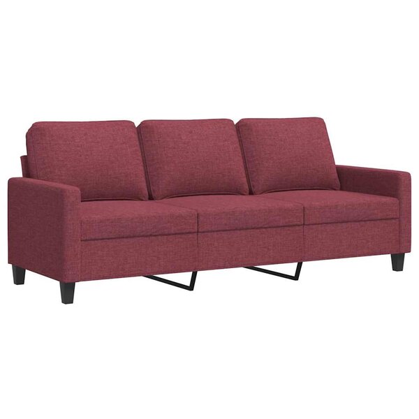 vidaXL Canapé à 3 places Rouge bordeaux 180 cm Tissu
