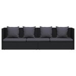 vidaXL Lit de jardin avec coussin et oreiller Résine tressée Noir