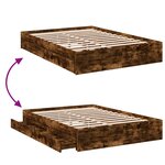 vidaXL Cadre de lit avec tiroirs sans matelas chêne fumé 140x190 cm
