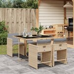 vidaXL Ensemble à manger de jardin coussins 5 Pièces mélange beige rotin
